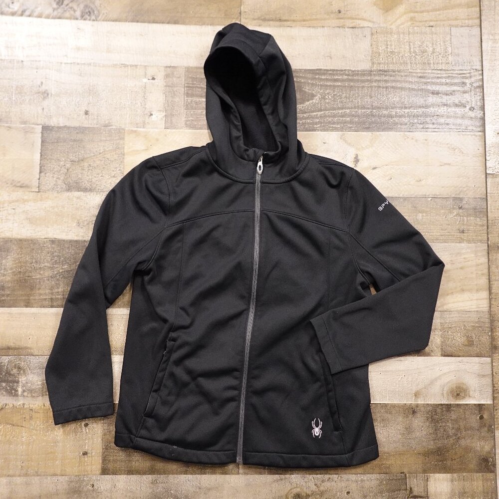 Spyder Softshell Fleece-Lined Hooded Jacket Women’s Large Black Full Zip